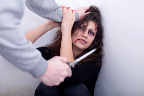 Woman victim of domestic violence and abuse